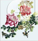 Chinese 100% real natural silk thread,su hand embroidery kits:birds peony flower