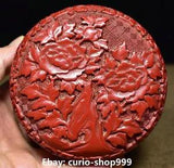 Old China Qianlong Dynasty  Wood Lacquer Palace Peony Flower Pattern Storage Box
