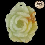 BI05207# Hand Carved Cameo Peony  Flower Amazonite Pendant Bead Gemstone