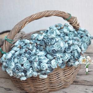 Vintage blue One Bundle Artificial Silk Mini Ranunculus Artificial 6 Stems Silk Ranunculus Buds for wedding home decor