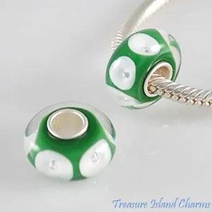 Calla Lily Green Flower Murano Glass 925 Sterling Silver European Bead Charm