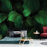 Big green leaf wall mural, removable wallpaper mural, tropical temporary wallpaper, self adhesive peel and stick wallpaper, wall decor