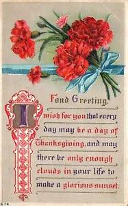 Vintage Postcard 1912 Fond Greetings Peonies Flower Bouquet Wishes Card Souvenir