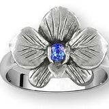 Orchid Jewelry Sterling Silver Handmade Orchid Flower Birthstone Ring  OR5-SR