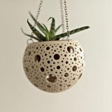 Terrace hanging planter indoor White ceramic hanging orchid or succulent pot Outdoor hanging tea light holder