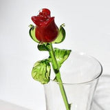 Beautiful red glass Rose flower. Excellent addition to your glass collection, unique gift.