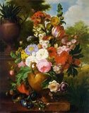 oil  painting-  a flower still life with roses tulips peonies and other flowers
