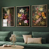 Various Orchids & Tropical Flowers - Set of Three Oil Painting Bouquet Art Prints - Flower Posters - Botanical Home Wall D???cor - Jungle