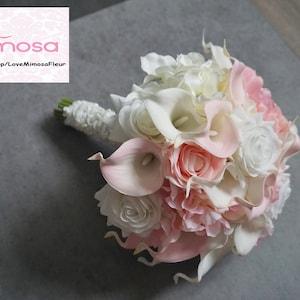 Blush Pink Calla Lily & Hydrangea bouquet, Bridal Bouquet, Silk Flower Bouquet, Wedding Decor, Boho Wedding, Engagement Gifts, Flower Girl