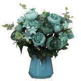 ARTIFICIAL SILK PEONY FLOWERS BOUQUET FAKE FAUX ARRANGEMENT WEDDING HOME DECOR