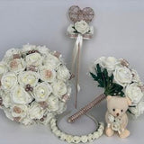 Artificial wedding bouquets flowers sets ivory Rose gold