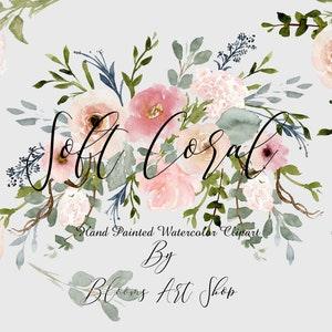 Pink Hydrangea Coral Rose Bouquet for DIY Save the Date, Invitation Card Making. WC228