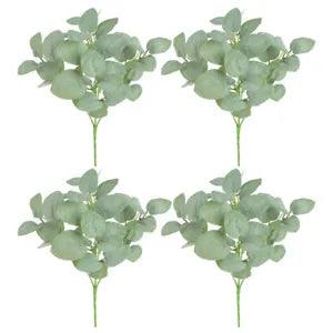 4 Pcs Silk Screen Cloth Artificial Flower Arrangement Dried Eucalyptus Stems