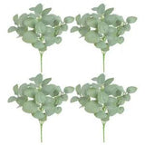 4 Pcs Silk Screen Cloth Artificial Flower Arrangement Dried Eucalyptus Stems