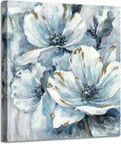 Flowers Artwork Canvas Painting Pictures: White & Blue Lily Bouquet with Bloomin