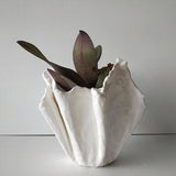 Modern white vase. Handmade orchid planter. White sculptural pot.