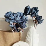 3 Heads Dried Look Peony Artificial retro peony flowers silk peony stems purple blue peony flower arrangement wedding decor home decor