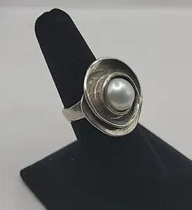Sterling Silver Silpada Freshwater Lily Pearl Swirl Flower Ring