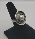 Sterling Silver Silpada Freshwater Lily Pearl Swirl Flower Ring