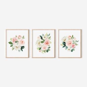 Peony Prints, Watercolor Flowers, Bedroom Wall Decor, Baby Girl Nursery Wall Art, Floral Bouquet, Blush Pink and White Living Room Wall Art