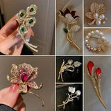 Crystal Rhinestone Gemstone Lily Flower Brooches Pin Corsage Women Party Jewelry