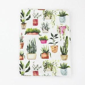 Floral, Plants pattern, Tropical Plants, Flower printed Cotton Fabric by the yard, 110cm wide, Cotton material, Sewing, DTP, DYI, Korea, pot