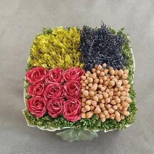 Faux Flower Arrangement Square Basket Decor 6x6