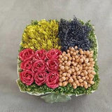 Faux Flower Arrangement Square Basket Decor 6x6
