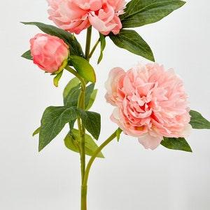 3-Head Light Pink Peony Silk Stem Realistic Luxury Quality Artificial Kitchen/Wedding/Home Decoration Gifts French Floral Flowers Cozy Decor