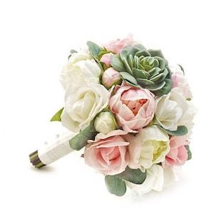 Real Touch Artificial Peonies Navy Anemones Succulents Bridal Bridesmaids Bouquets Prom Cascade Bouquet Wedding Centerpiece Arch Flowers