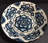 Decorative Bowl Blue Hue Ceramic Peony Medallion 12