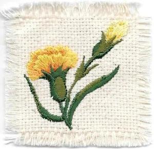 Yellow Carnation Flower Canvas embroidered Patch