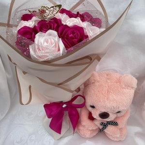 Pink Eternal Rose Bouquet, Handmade Fake Flowers Bouquet, Ever Lasting Flower, Large Rose Bouquet, Ramo Buchon, Princess Bouquet