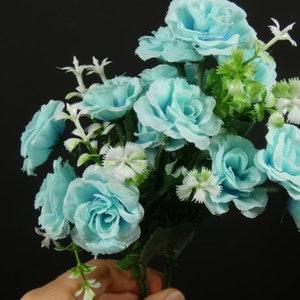 1 Blue Rose Bouquet Artificial Fake Roses Craft Embellishment Wedding Flowers Bouquet Wreath Flower Arrangement Fairy Flower Crown