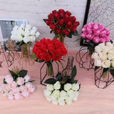 Silk Flower Bouquet For Bridal Bridesmaids Flowers Artificial Rose Buds Bouquet Off White, Blush Flowers Bouquet, Wedding Flowers HZ-1611302