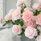 Pink English Roses, pale pink faux flower stems, Life like silk artificial sprays, DIY wedding decor, romantic floral arrangement home decor
