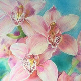 Watercolor originale_Les orchids roses_Orchid_25x25 cm_9.8x9.8 in