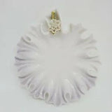 Lenwile Ardalt White Ruffled Porcelain Candy Dish Lavender Carnation Flower 7.5"