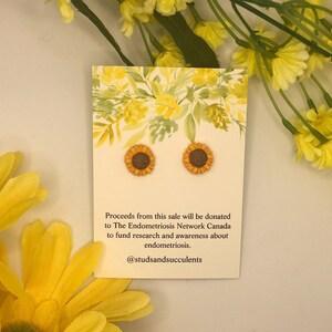 Endometriosis Awareness Sunflower Polymer Clay Stud Earrings
