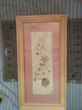 Vintage Pressed Flowers on Handmade Paper Signed Framed 7x13