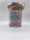 Lily, Fresh Cut Grass & Vanilla 9 Oz Scented Candle Glass Jar With Lid
