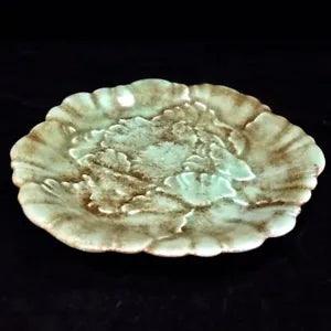 8.1" Antique Song dynasty Porcelain longquan kiln cyan glaze peony flower plate