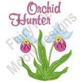 Orchid Hunter - Machine Embroidery Design, Showy Lady's Slipper Embroidery Pattern, Orchid Flower Embroidery Design