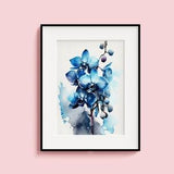 Blue Orchid Watercolor Flower Painting Poster Living Room Wall Art Bedroom Decor Printable Wall Art Gift Flower Lover Nursery Room Decor