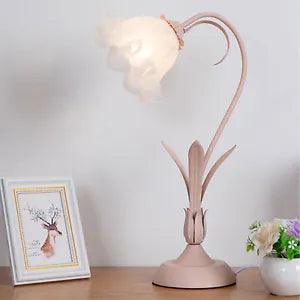 LED Table Lamp Flower Lily Shaped Glass Atmosphere Light Green Pink Desk Light