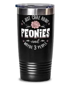 Funny Gift for Peonies Flower Lovers - Cute Peonies Flower Tumbler Mug 20oz Blac