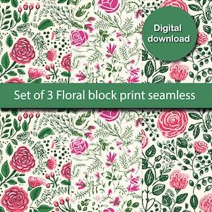 Set Lot of 3 Floral Print pattern seamless ,unique seamless file,Pattern  Fabric Printing, Gifts for mom,flower, Pattern for clothes, scarf