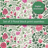 Set Lot of 3 Floral Print pattern seamless ,unique seamless file,Pattern  Fabric Printing, Gifts for mom,flower, Pattern for clothes, scarf
