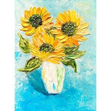 Sunflower Painting Floral Original Art impasto oil painting vase still life artwork small 8x6 canvas art botanical flowers by Irina Jouk