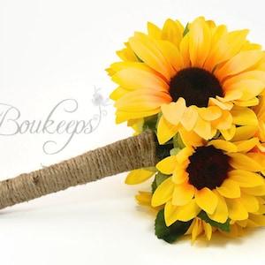 Choose Ribbon Color - Sunflower Bouquet, Sunflower Bridal Bouquet, Flower Girl Bouquet, Toss Bouquet, Sunflower Wedding